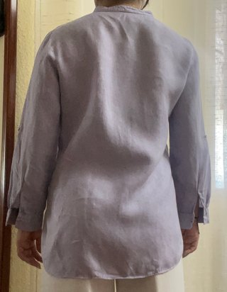 Blusa Zara Lila Manga Larga Cuello Pico