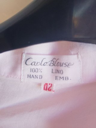 Camicia Lino Donna Ricami Rosa vintage italia xl