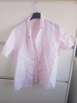 Camicia Lino Donna Ricami Rosa vintage italia xl