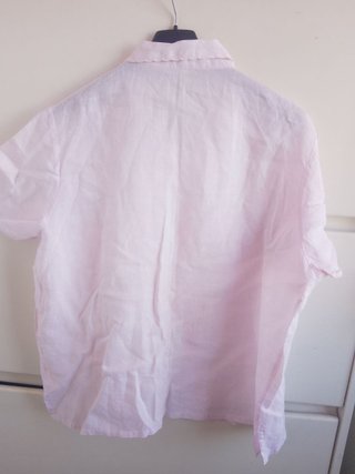 Camicia Lino Donna Ricami Rosa vintage italia xl