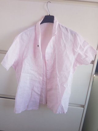Camicia Lino Donna Ricami Rosa vintage italia xl