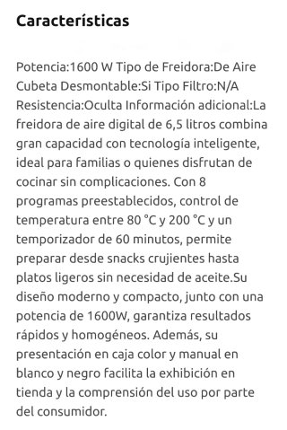 Freidora de Aire sin Aceite Qmax 6,5L como NUEVA