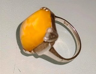 Anillo Plata 830 Antigua Ámbar Marino