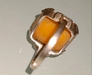 Anillo Plata 830 Antigua Ámbar Marino