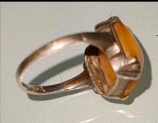 Anillo Plata 830 Antigua Ámbar Marino