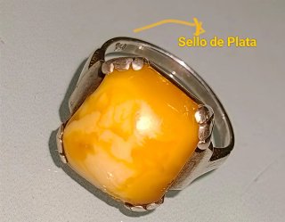 Anillo Plata 830 Antigua Ámbar Marino
