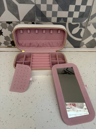 Joyero polipiel blanco y rosa