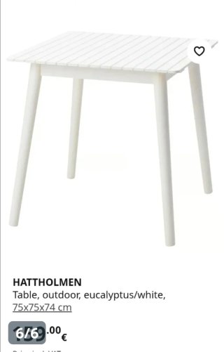 Mesa exterior madera blanca ikea hattholmen