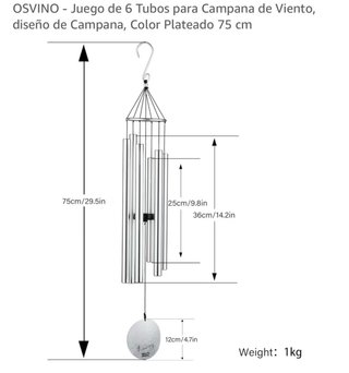 Campana de viento metálica dorado