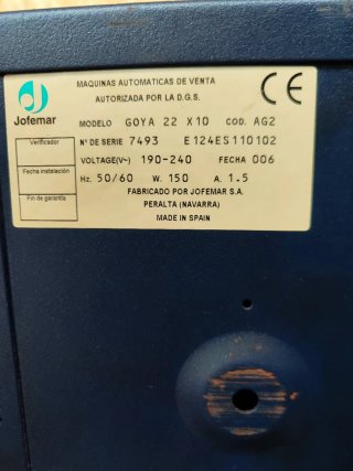 Máquina Expendedora Goya Jofemar Decoración