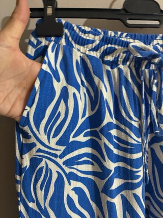 Conjunto Pantalón y Blusa Estampado Azul/Blanco
