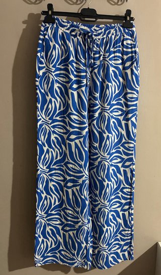 Conjunto Pantalón y Blusa Estampado Azul/Blanco