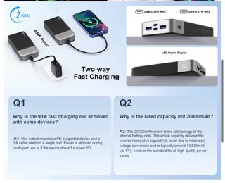 NUEVO! Power Bank 90W Carga Rápida usb C y A
