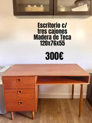 Escritorio Madera Teca 3 Cajones 120x76x55