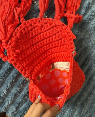 Borsa uncinetto rossa con frange