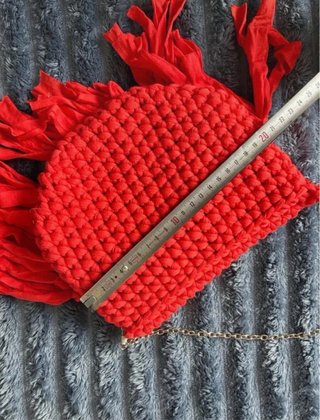 Borsa uncinetto rossa con frange