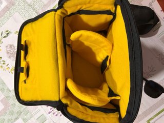 Bolsa para cámara de fotos gris y negra