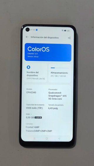 Oppo Reno 8 Lite 5G Negro