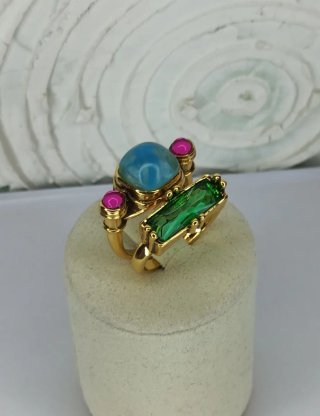 Anillo Doble Estilo Pompei Acero Dorado
