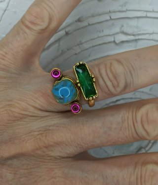 Anillo Doble Estilo Pompei Acero Dorado