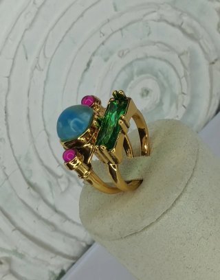Anillo Doble Estilo Pompei Acero Dorado