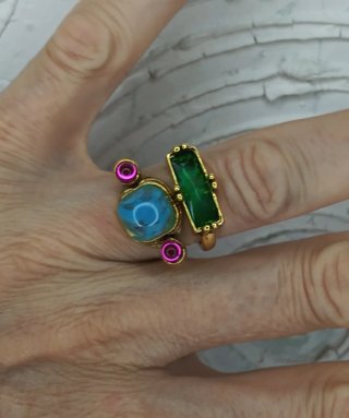 Anillo Doble Estilo Pompei Acero Dorado