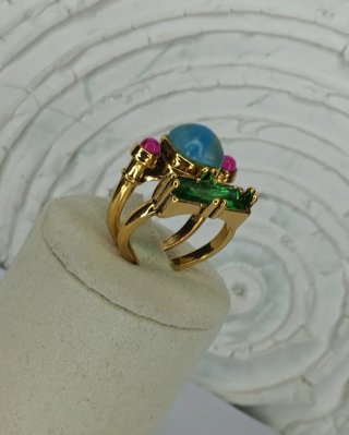 Anillo Doble Estilo Pompei Acero Dorado