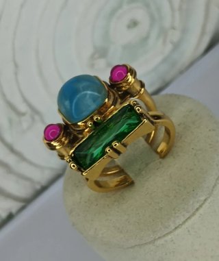 Anillo Doble Estilo Pompei Acero Dorado