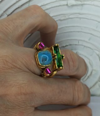Anillo Doble Estilo Pompei Acero Dorado