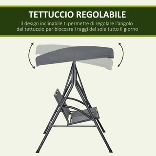 Dondolo a 2 Posti da Giardino con Tettuccio Regola