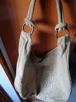Borsa in pelle beige da donna