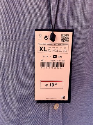 Camisa Zara Hombre Manga Corta Azul XL