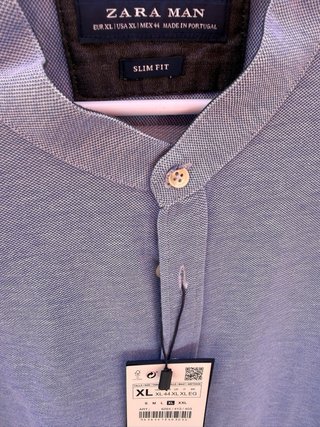 Camisa Zara Hombre Manga Corta Azul XL
