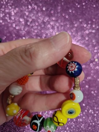 Pulsera tipo vidrio Murano de alegres colores