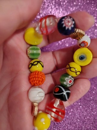 Pulsera tipo vidrio Murano de alegres colores