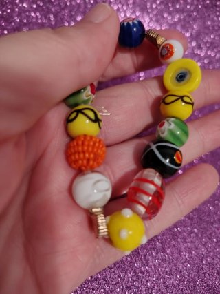 Pulsera tipo vidrio Murano de alegres colores