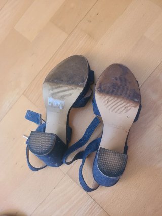 Sandalias tacón tejano azul 39 casi nuevos