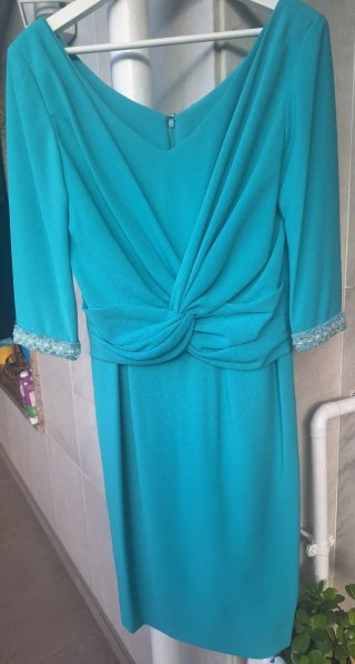 Vestido elegante verde azulado