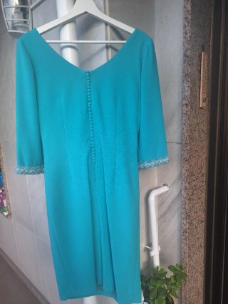 Vestido elegante verde azulado