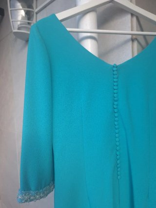 Vestido elegante verde azulado