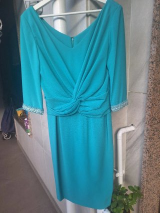 Vestido elegante verde azulado
