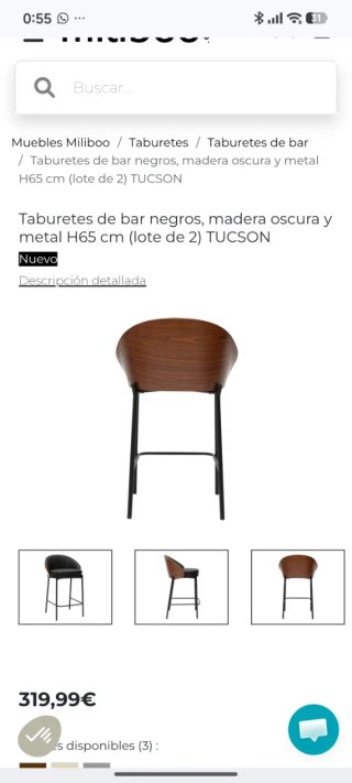 Taburete de cocina asiento polipiel negros