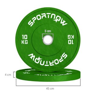 Set 2 Dischi Pesi da 10kg in Gomma con Foro da 2"/