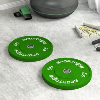 Set 2 Dischi Pesi da 10kg in Gomma con Foro da 2"/