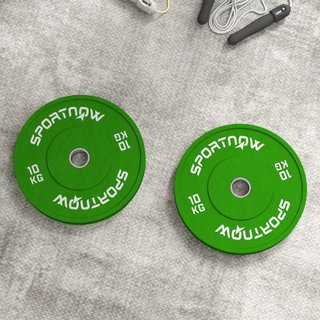 Set 2 Dischi Pesi da 10kg in Gomma con Foro da 2"/