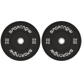 Set 2 Dischi Pesi da 20kg in Gomma con Foro da 2"/