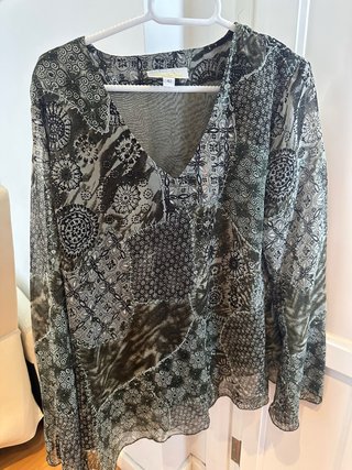 Blusa Patchwork Verde y Gris Talla 42