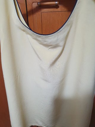 Top in Seta Giallo con Bordi Blu