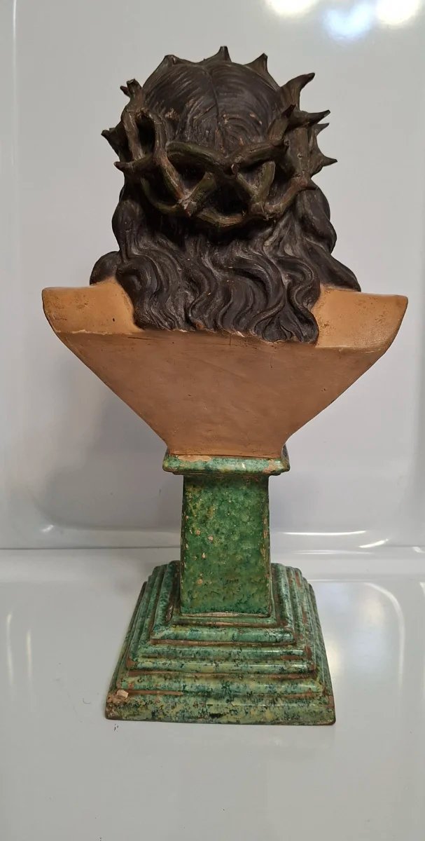 ANTIGUO BUSTO CRISTO DE LIMPIAS Terracota y Estuco