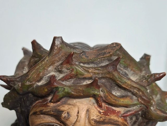 ANTIGUO BUSTO CRISTO DE LIMPIAS Terracota y Estuco